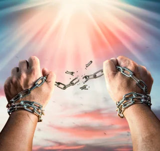 Hands chained hands breaking apart