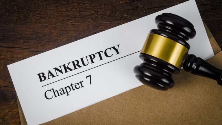 Chapter 7 bankruptcy papers with gavel