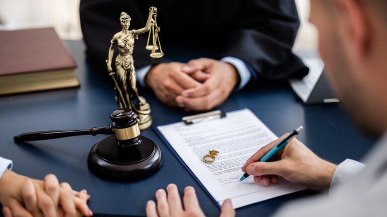 man signs a marriage contract