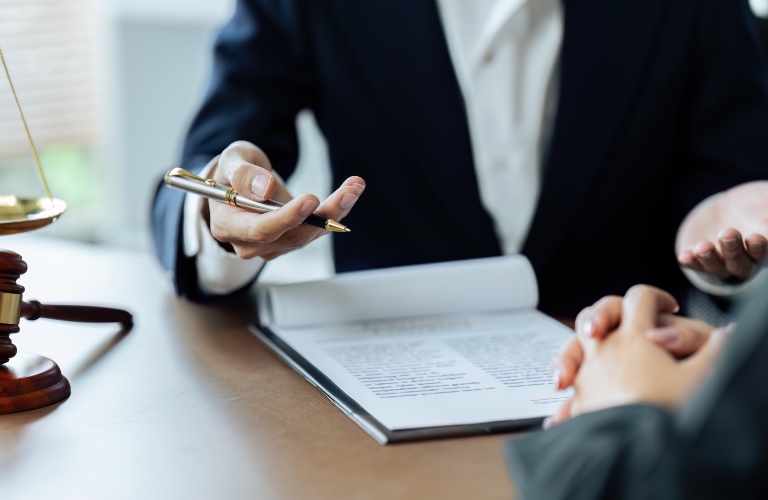Client is listening to a lawyer advising