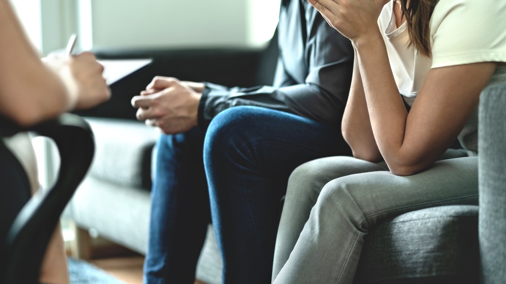 lawyer consulting family couple