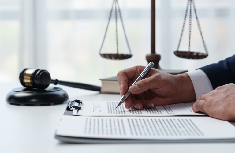 lawyer is analyzing documents