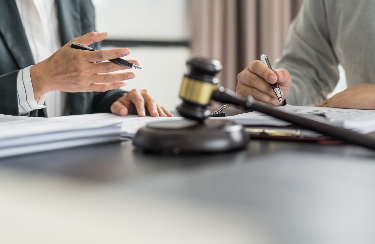 lawyer is consulting client