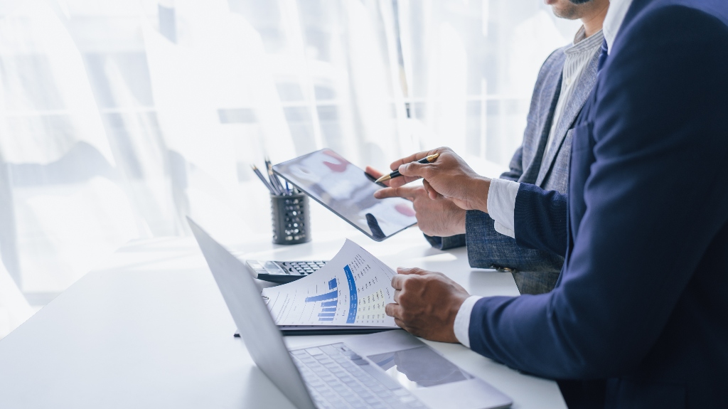 Businessman is consulting with lawyer